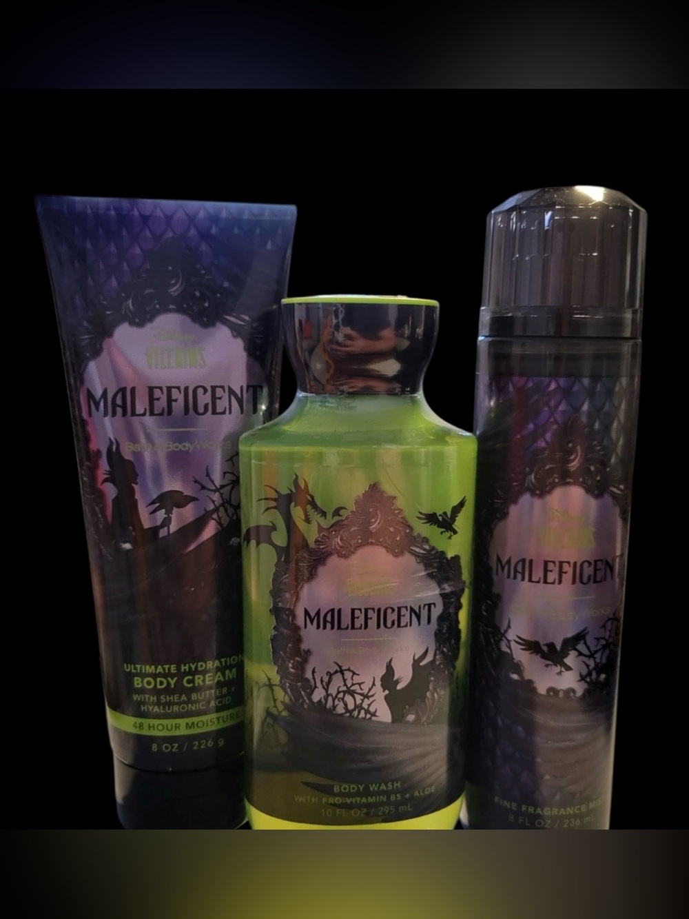 Bath & Body Works Disney Maleficent Body Wash Mist & Body Cream Set of 3